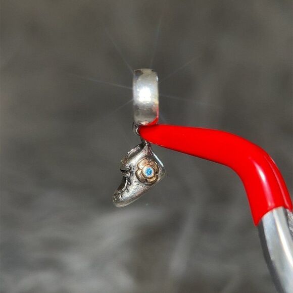 Pandora Two-Tone Blue Cz Baby Shoe Dangle Charm - Picture 2 of 4